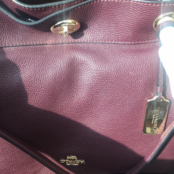 Authentic Coach Oxblood Pebble Turnlock Edie Purse - Picture 2 of 4